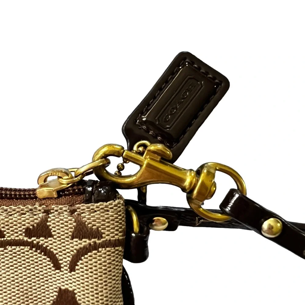 Coach Wristlet Dark Brown Logo